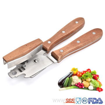 Full stainless steel head wooden handle can opener